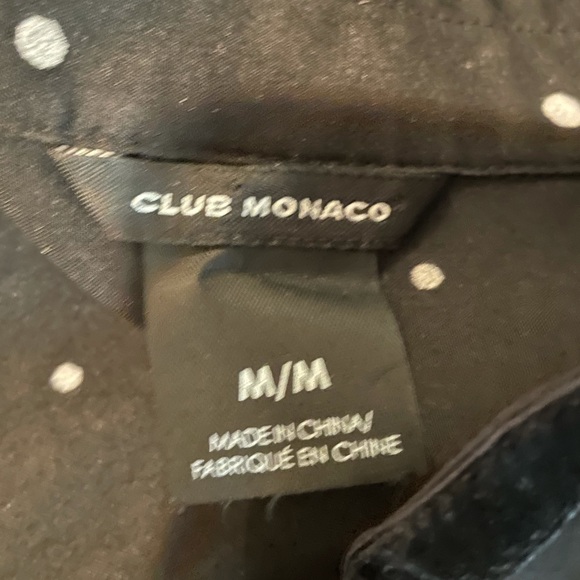 Club Monaco 100% silk shear black polka dot button front long sleeve size medium - Picture 8 of 9